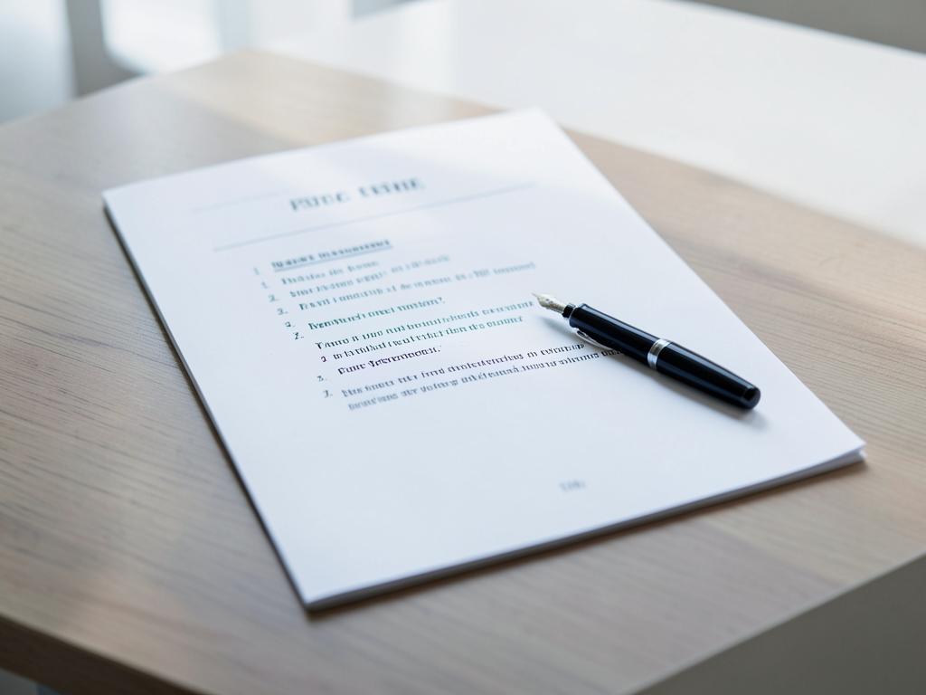 A fountain pen resting on a printed page of questions